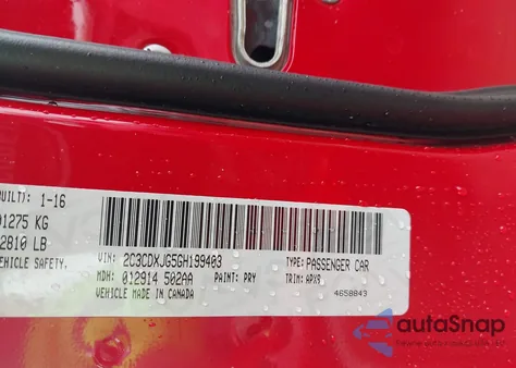 2016 Dodge Charger Sxt from USA, damaged, VIN 2C3CDXJG5GH199403